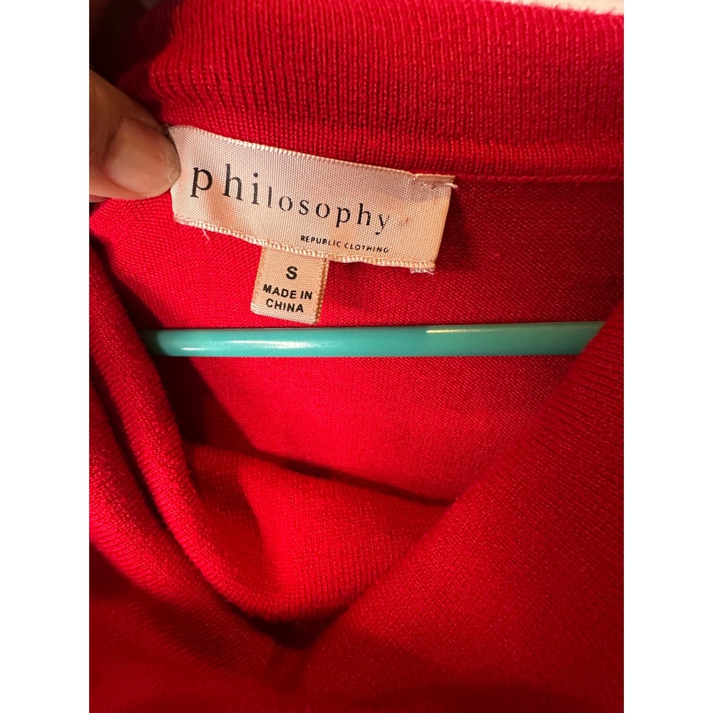 Philosophy Republic Clothing Red Cowl Neck Sweater Womens Small Long Sleeve Knit - Picture 2 of 7